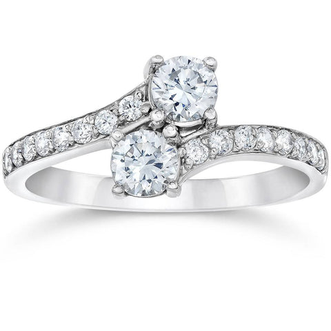 1 3/4 Ct 2-Stone Forever Us Lab Grown Diamond Engagement Ring 14K White Gold