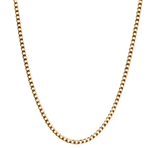 14k Yellow Gold 24" Cuban Link Chain Men's Necklace 3mm Wide