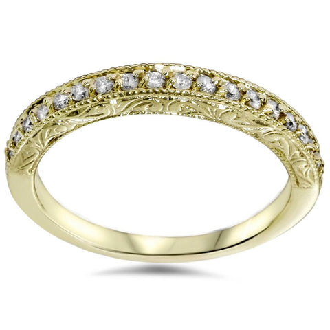 1/2ct Yellow Gold Diamond Vintage Wedding Ring 14K