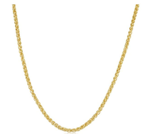 14k Yellow Gold Filled 2.5mm Round Wheat Chain Necklace