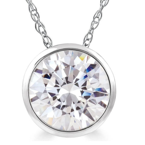 VS 1 Ct Solitaire Lab Grown Diamond Pendant Necklace in 14k White or Yellow Gold
