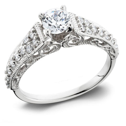 5/8 Ct Vintage Engagement Ring EX3 Lab Grown 14k White Gold (H-I,SI2-I1)