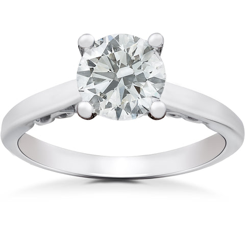 1 ct Diamond Round Brilliant Solitaire Engagement Ring 14k White Gold Enhanced