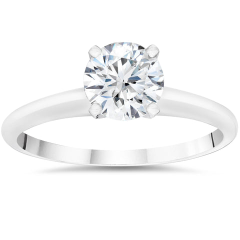 Platinum 1ct Round Brillilant Cut Enhanced Diamond Engagement Ring