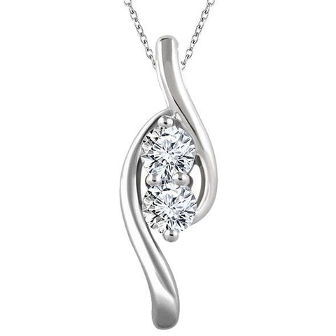 Forever Us Two Stone Genuine Diamond Pendant 3/8 Carat 10K White Gold & 18" Chain