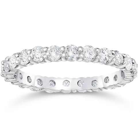 1 1/2ct Prong Eternity Ring 14K White Gold Diamond Wedding Ring Solitaire Cut