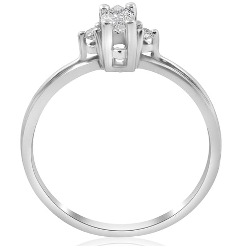 Marquise Diamond Three Stone Engagement Ring 1/3 ct 10k White Gold