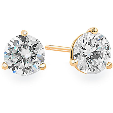 2.00Ct Round Brilliant Cut Natural Quality Diamond Stud Earrings In 14K Gold