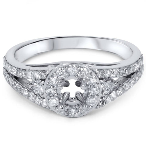 3/4ct Halo Diamond Engagement Ring Setting 14K White Gold