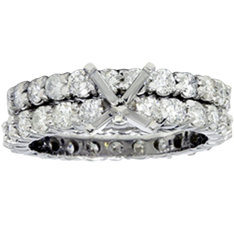 4CT Diamond Eternity Engagement Ring Setting Matching Wedding Ring White Gold