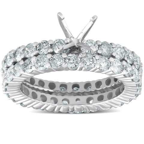 3ct Diamond Eternity Wedding Engagement Matching Ring Setting 14k White Gold