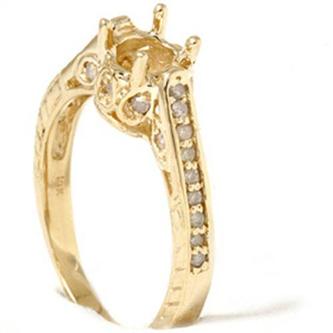 Vintage 1/5ct Semi Mount Engagement Ring Setting Gold