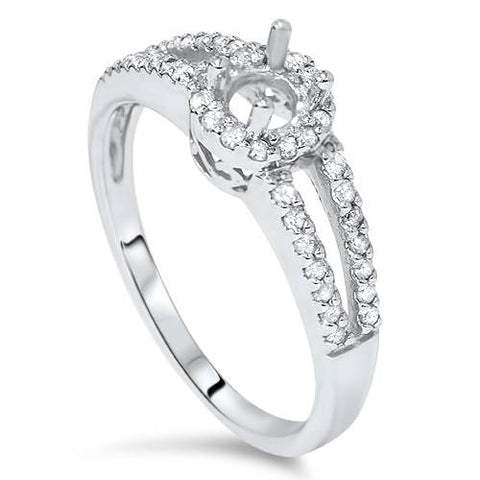 3/8 CT Diamond Split Shank Engagement Ring Setting 14K White Gold