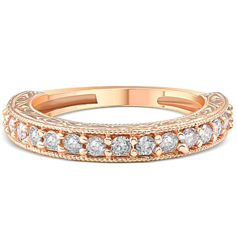 1/2ct Vintage Diamond Rose Gold Wedding Ring 14K