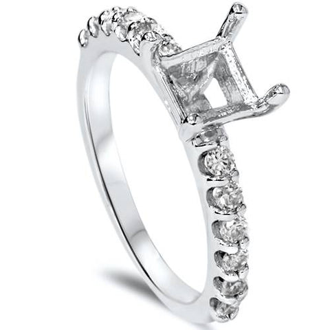 1/2CT Diamond Half Eternity Engagement Ring Setting 14K White Gold