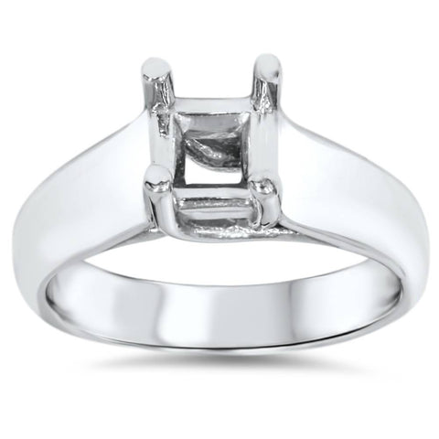 Solitaire Cathedral Ring 14K White Gold