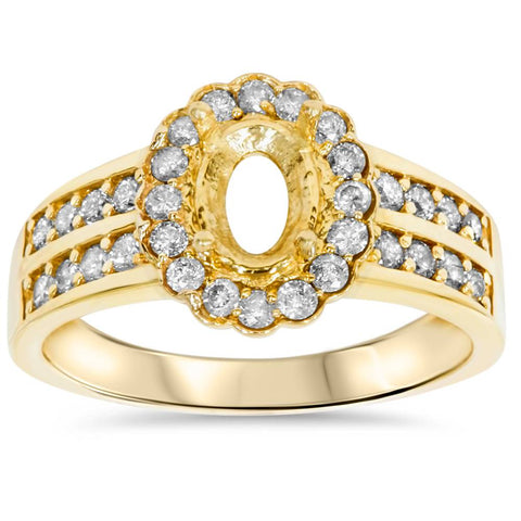 3/8ct Halo Oval Shape Diamond Gold Engagement Ring Setting