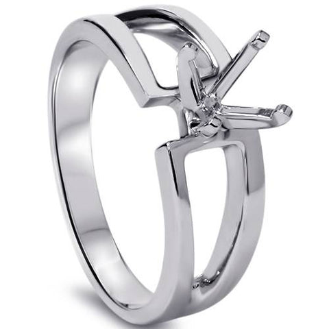 Contemporary Solitaire Engagement 14K White Gold Ring Setting