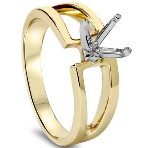 Contemporary Solitaire Engagement 14K Gold Ring Setting