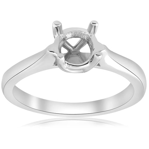 Cathedral Solitaire Mount Engagement Ring Round Setting 14K White Gold Mounting
