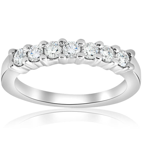 1/2 Ct Round Cut Diamond Wedding Ring 14K White Gold Women's Stackable Band