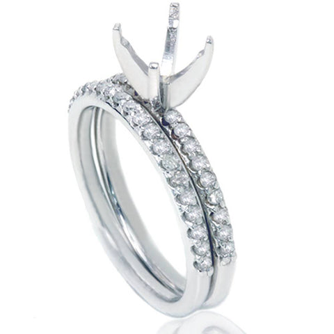 3/8ct Diamond Engagement Ring Set 14K White Gold