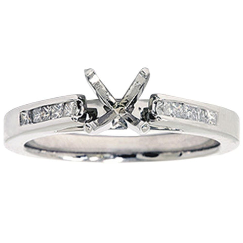 1/3ct Princess Cut Diamond Semi Mount Engagement Ring 14K White Ring