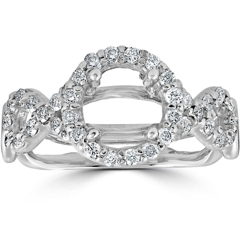 3/4ct Pave Halo Diamond Engagement Ring Setting 14K White Gold