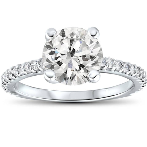 2 1/3 ctw Enhanced Diamond Solitaire Round Engagement Ring 2Ct Center White Gold