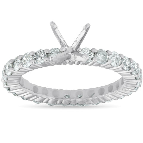1 1/2ct Diamond Eternity Semi Mount Engagement Ring Setting 14k White Gold