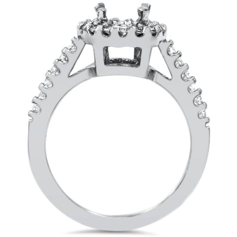 1/2ct SI Pave Halo Diamond Engagement Ring Setting 14K White Gold