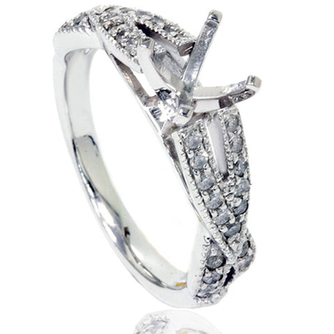 1/2ct Vintage Infinity Diamond Ring Setting 14K White Gold