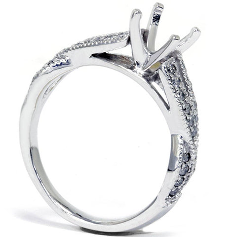 1/2ct Vintage Infinity Diamond Ring Setting 14K White Gold