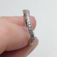 1/4ct Curved Diamond Wedding Ring 14K White Gold