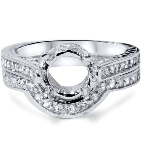 3/4ct Diamond Engagement Vintage Bridal Ring Set  Mount