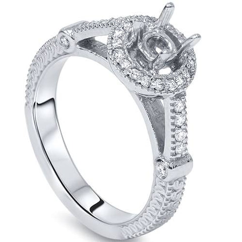 Women's .25CT Diamond Engagement Ring Setting Semi Mount Ring 14K White Gold
