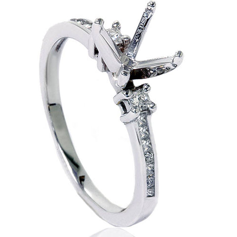 1/2ct Princess Cut Diamond Ring Mounting 14K White Gold