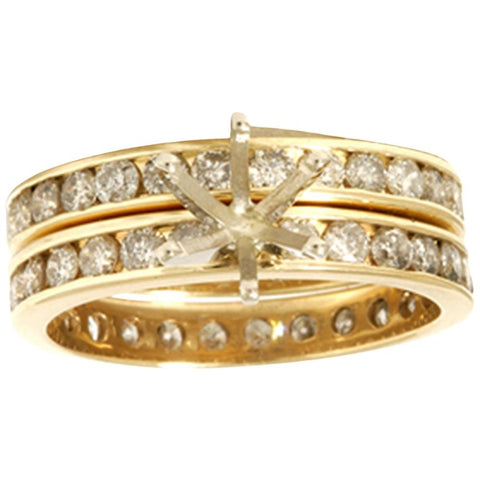 3ct Diamond Eternity Gold Wedding Ring Set Setting