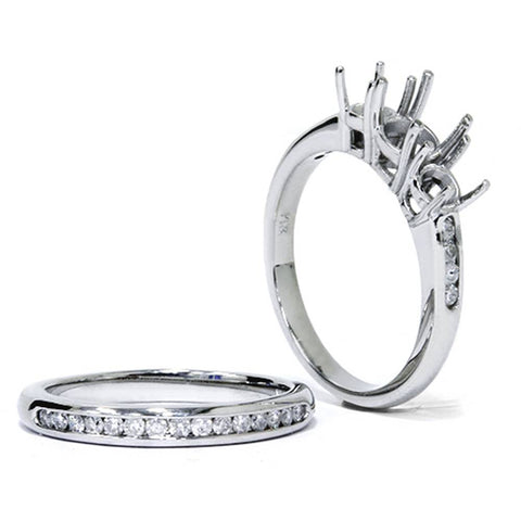 3/8ct 3-Stone Engagement Wedding Ring Set 14K White Gold