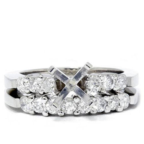 3/4 Ct Round Cut Diamond Engagement Matching Ring Setting Semi Mount Band