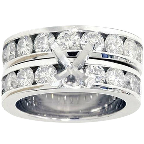 3ct Diamond Engagement Semi Mount Wedding Ring Set White Gold Channel Set