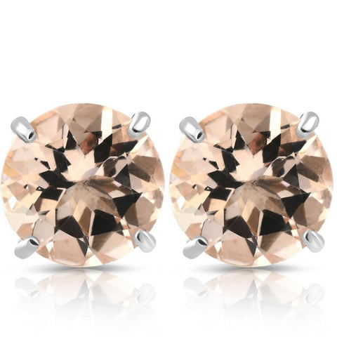 6mm Morganite Studs Available in 14K White Or Yellow Gold 1 1/2ctw
