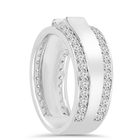 1 3/4 CT Mens Diamond Wedding Ring 10K White Gold