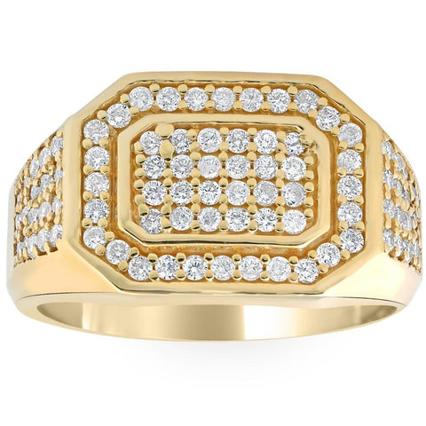 1Ct Men's Diamond Ring 10k Yellow Gold