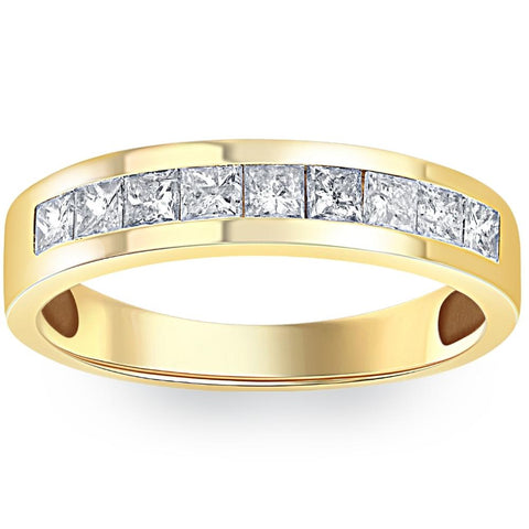 1ct Princess Cut Diamond Wedding Mens 14k Gold Ring