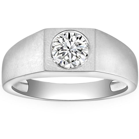 1 ct Solitaire Diamond Mens Wedding Ring 14k White or Yellow Gold Enhanced