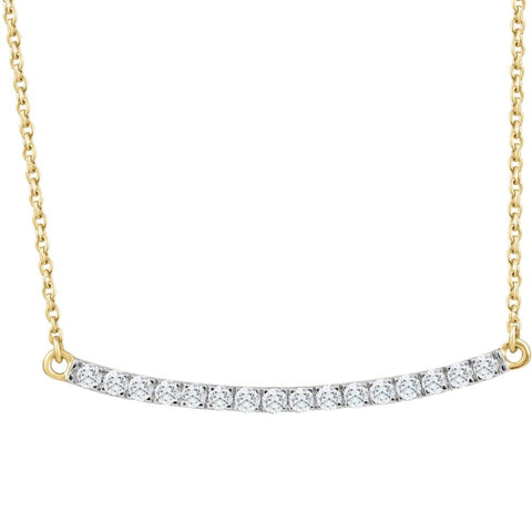 1/3Ct Diamond Bar Pendant 10k Yellow Gold Necklace Lab Grown 1 1/3"