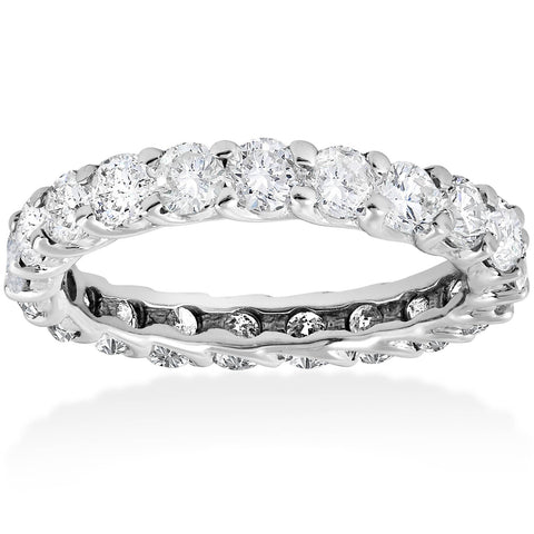 3 ct Round Diamond Eternity Wedding Ring 14K White Gold Womens Stackable Band