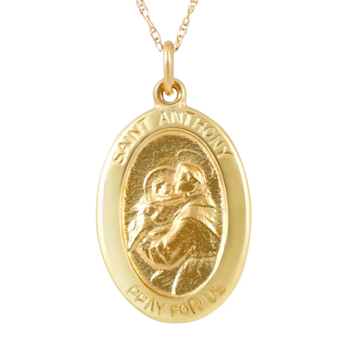 14k Yellow Gold St. Anthony Medal Pendant 1" Tall 2.5 Grams