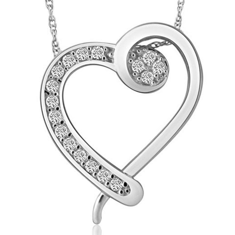 1/4Ct Natural Diamond Heart Pendant Necklace in 10k White, Yellow, or Rose Gold